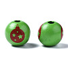 Painted Natural Wood European Beads WOOD-S057-041A-3