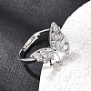 Brass Micro Pave Clear Cubic Zirconia Cuff Open Ring CU-CBA5C10-10P-2