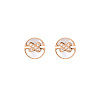 Elegant Rose Gold Inlaid White Shell Necklace and Earrings Set UI3031-1-1