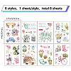8 Sheets 8 Styles PVC Waterproof Wall Stickers DIY-WH0345-162-2