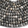 Natural Black Silk Stone/Netstone Beads Strands G-Z111-A45-4