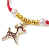 Christmas Theme Alloy Enamel Braided Bead Bracelets BJEW-JB11110-4