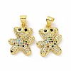 Brass Micro Pave Clear Cubic Zirconia Pendants ZIRC-F135-28G-03-2