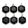 Natural Black Agate Pendants G-E487-95F-1