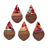 Transparent Resin and Walnut Wood Pendants RESI-T057-06L-1