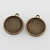 Vintage Flat Round Alloy Pendant Cabochon Settings X-PALLOY-N0088-42AB-NF-2