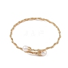 Natural Cultured Freshwater Pearl Rice Wire Wrapped Brass Cuff Bangles for Women BJEW-JB14301-3