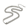 304 Stainless Steel Rectangle Pendant Necklace with Curb Chains for Men Women NJEW-P229-18P-2