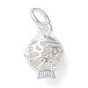 925 Sterling Silver Hollow Fish Charms with Jump Rings STER-E071-01S-03-1