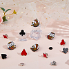 12Pcs 6 Styles Playing Card Sign Enamel Pin JEWB-FH0002-59-4