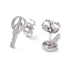 Key Shape 304 Stainless Steel Stud Earrings for Women EJEW-Z017-03P-2