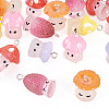 24Pcs 6 Styles Resin Pendants with Platinum Tone Iron Loops RESI-TA0004-17-3