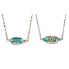 2Pcs 2 Colors Handmade Gold Sand Lampwork Oval Pendant 304 Stainless Steel Cable Chain Necklaces NJEW-JN05375-2