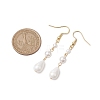 Teardrop Shell Pearl & Brass Dangle Earrings for Women EJEW-TA00513-3