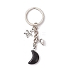 2Pcs Valentine's Day Alloy Natural Obsidian and Opalite Keychains KEYC-JKC01173-5