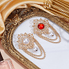 2Pcs 2 Colors Flower ABS Plastic Imitation Pearl Brooches JEWB-CP0001-57-4