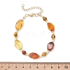 Gradient Color Natural Amber & Shell Pearl Beaded Bracelets for Women BJEW-JB13553-2