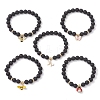 8.5mm Round Natural Lava Rock Beaded Stretch Bracelets BJEW-JB10517-1