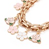 Alloy Enamel Peony Flower Charm Iron Purse Decorative Chains AL-CJ8E21-G-2