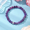 Natural Weathered Agate Beads Stretch Bracelets for Women BJEW-JB11412-02-1