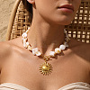 Ocean 304 Stainless Steel Pendant Natural Shell Nuggets Beaded Necklaces for Women WG8D776-01-1