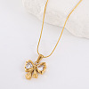 Stainless Steel with Crystal Rhinestone Bowknot Pendant Necklace for Women CP4119-4