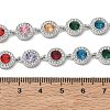 304 Stainless Steel Full Rhinestone Flat Round Link Chain Necklaces for Women SA-CBABBEA-02P-02-5