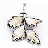Leaf Shape Natural White Shell Brooch Pin G-N333-011B-RS-2