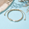 Brass & Natural Pearl Braided Bead Bracelets BJEW-JB09721-03-2