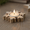Christmas Wooden Candlestick Holder with Metal Tray CAND-PW0013-63A-2