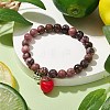 Teachers' Day Thank You 8mm Round Natural Rhodonite Stretch Bracelets BJEW-JB10432-01-2