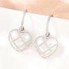 Valentine's Day Heart Brass Micro Pave Clear Cubic Zirconia Dangle Stud Earrings EJEW-Z164-04P-3