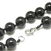 Natural Dyed & Heated Black Agate Beaded Necklaces NJEW-S405-02-2