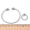 Oval Brass Micro Pave Cubic Zirconia Cuff Bangles & Rings Sets for Women SJEW-R002-03P-02-5