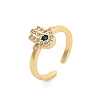 Rack Plating Brass Micro Pave Cubic Zirconia Open Cuff Finger Rings for Women RJEW-M028-98G-5