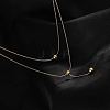 304 Stainless Steel Round Ball Double Layer Y Necklaces for Women FS-WG4AF00-02-3