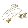 Bear Brass Micro Pave Cubic Zirconia Stud Earrings & Pendant Necklaces Sets SJEW-Z002-01G-4
