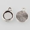 Tibetan Style Antique Silver Alloy Flat Round Pendant Cabochon Settings TIBEP-M022-27AS-2