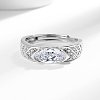 Horse Eye Brass Micro Pave Cubic Zirconia Finger Rings FS-WG116FD-01-4