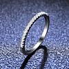 Rhodium Plated 925 Sterling Silver Micro Pave Moissanite Plain Band Rings WGF7D9C-24-1