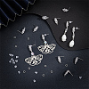 6 Pairs Leaf Shape Brass Cubic Zirconia Stud Earring Findings KK-CN0003-20P-4