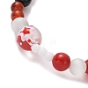 Natural Mixed Gemstone & Lampwork Stretch Bracelet X1-BJEW-TA00259-5