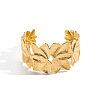 304 Stainless Steel Vintage Flower Wide Open Cuff Bangles for Women DF2042-5