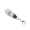 2Pcs Christmas Snowman Pave Disco Ball Beads & Brass Rhinestone Pendant Decorations HJEW-JM04452-5