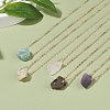 Irregular Raw Natural Gemstone Pendant Necklace with Brass Chain for Women NJEW-JN03832-2