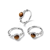 Natural Tiger Eye Finger Rings RJEW-A084-04P-06-4