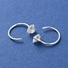 999 Sterling Silver Micro Pave Clear Cubic Zirconia Pull Through Earrings EJEW-P296-28B-S-2