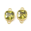Brass Pave Cubic Zirconia Square Connector Charms KK-P348-06G-02-1