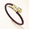 Alloy Cubic Zirconia & Enamel Braided Syntheti Leather Cord Cuff Bangles FS-WG13903-02-1