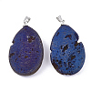 Electroplate Natural Druzy Geode Agate Pendants G-S344-59A-02-2